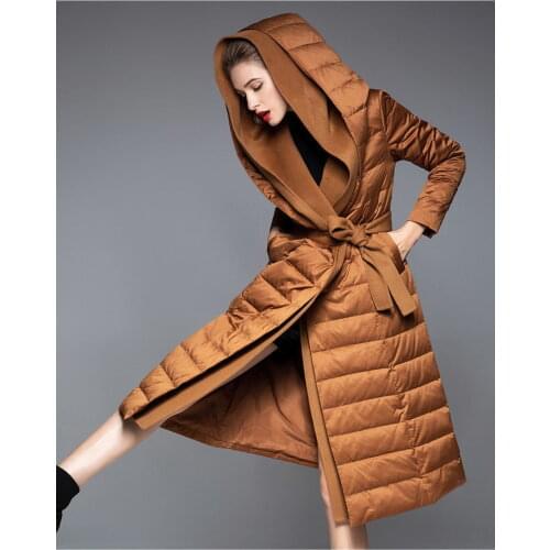 Slim Mens Down Jacket Womens 2020New Long White Duck Down Brand Thickening Waist Down jacket