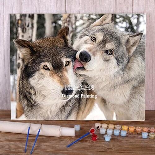 Wolf Snow Animal Painting By Numbers Package Oil Paints 50*70 Boards By Numbers Wall Paintings For Adults Handicraft