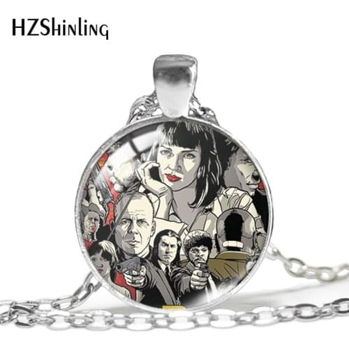 2019 New Pulp Fiction Pendant Story Movie Poster Necklace Round Glass Dome Hand Craft Jewelry HZ1