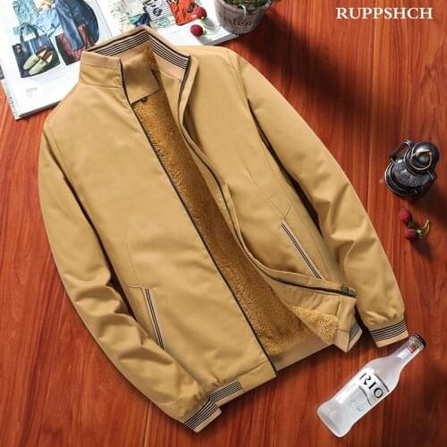 2021 Autumn Winter New Men Fleece Stand-up Collar Jacket Men Cotton Casual Warm Windproof High-quality Long-sleeved Jacket