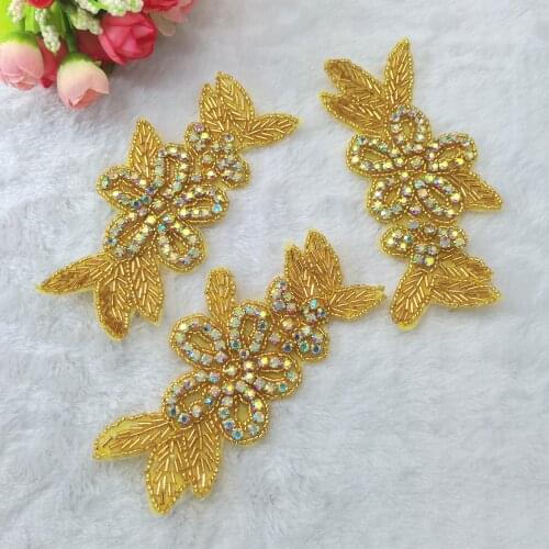 One Pair Rhinestone Iron On Patch Motif Applique DIY Crystals Patch Rhinestone Hotfix Applique Beaded Appliques For Shoes