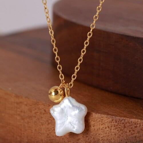 Sweet temperament creative simplicity Baroque alien natural star pearl light retro style necklace girl