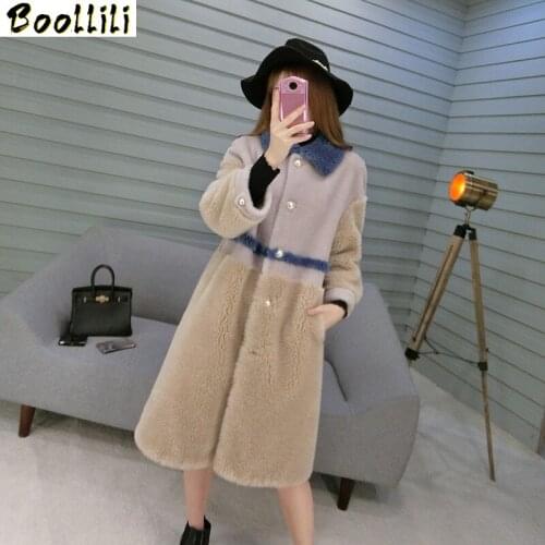 Boollili Real Fur Coat Women 100% Wool Jacket Women Clothes 2020 Korean Sheep Shearing Parka Real Fur Winter Coat Women