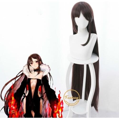 Yuji Fate Grand Order FGO Cosplay Wig Heat Resistant Synthetic Long Black Hair Curly Wigs+ Free Wig Cap