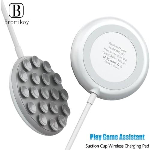 Suction Cup Wireless Charger Play Games Without Blocking Hands 10W Fast Charging Pad for iPhone Samsung Xiaomi Wireless Chargers