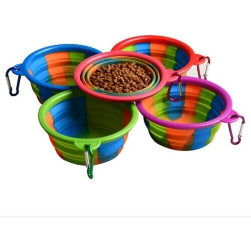 Pet Products Camouflage Silicone Bowl Folding Portable Dog Food Basin Pet Silicone Supplies