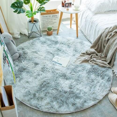 Fluffy Round Rug Carpets for Living Room Decor Faux Fur Rugs Kids Room Long Plush Rugs for Bedroom Shaggy Area Rug Modern Mats