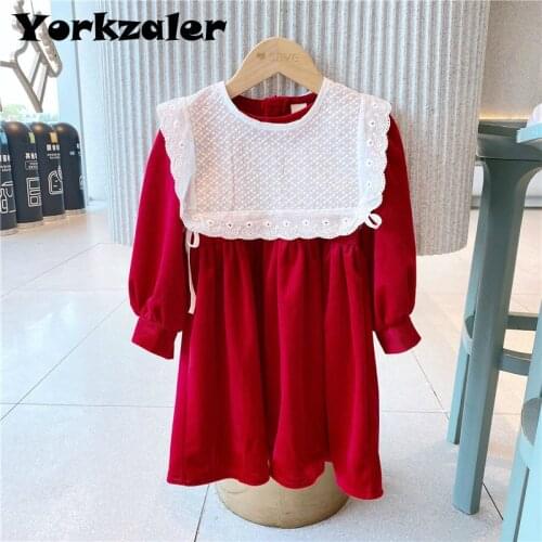 Toddler Girl Christmas Dress Long Sleeve Red Color Princess Dress for Kids Girl Winter Clothes Children Wear Fashion Clothing