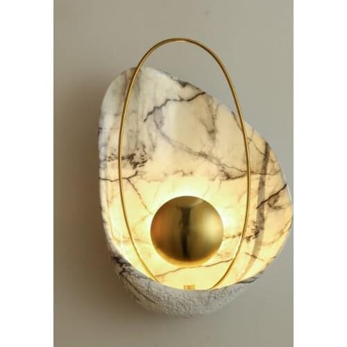 Modern black white wall lamp bedroom entrance hall study dining room LED lamp iron resin copper shell shape light luxury