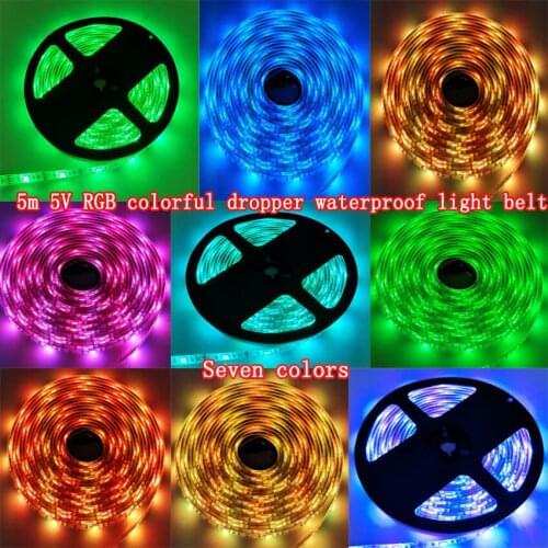 LED light with waterproof 5V seven color tape brighter led5050 RGB cold white / warm white / ice blue / red / Green / blue