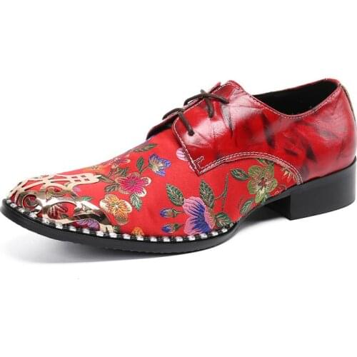 Summer Casual New Mens Classic Fashion Shoes Personality Cowhide Leather Metal Chinese Style Embroidered Mens Shoes