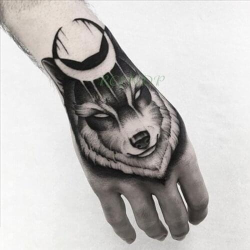 Waterproof Temporary Tattoo Sticker wolf moon Fake Tatto Flash Tatoo Hand Arm middle size art Tattoos for boy Women Men