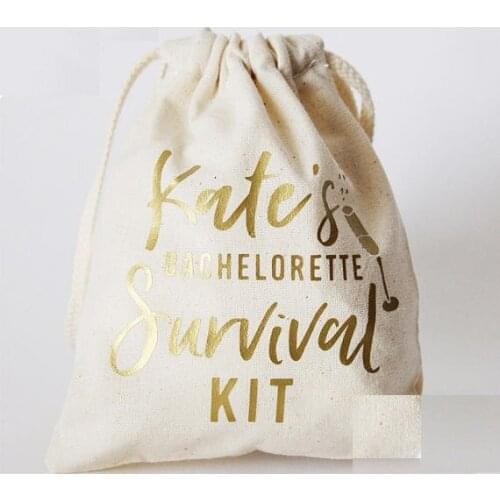Custom name gold bridesmaid survival wedding Bachelorette Hangover Kits engagement party Candy pouches Perfect Blend favor bags