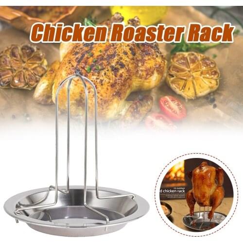 1Set Chicken Roaster Rack Stainless Steel Vertical Chicken Rack Holder Whole Chicken Stand For Oven Grill Smoker Dropshipping