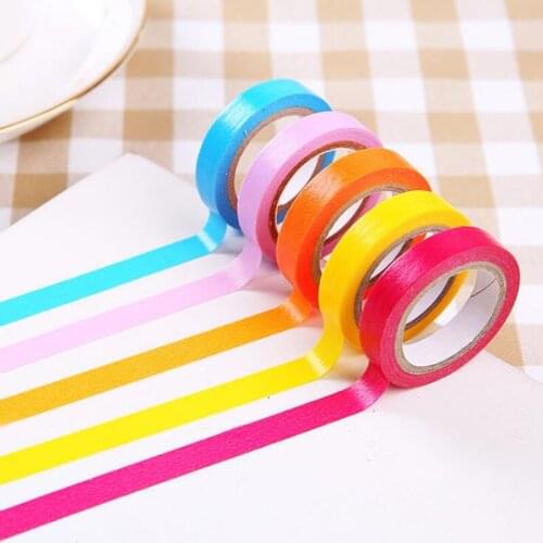 10 Pcs / Set, Solid Color Candy Color Tape Rainbow Set Account And Paper Tape ChildrenS Office Stationery Writing Supplies