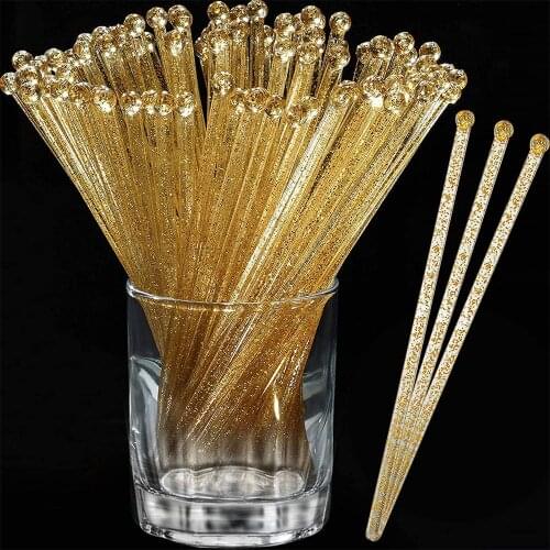 100Pcs Disposable Coffee Stirring Rods Plastic Ball Head Dome Crystal Rotating Rod Boom Suitable for Coffee Cocktails Tea