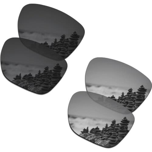 SmartVLT 2 Pairs Polarized Sunglasses Replacement Lenses for Oakley Crossrange XL Stealth Black and Silver Titanium