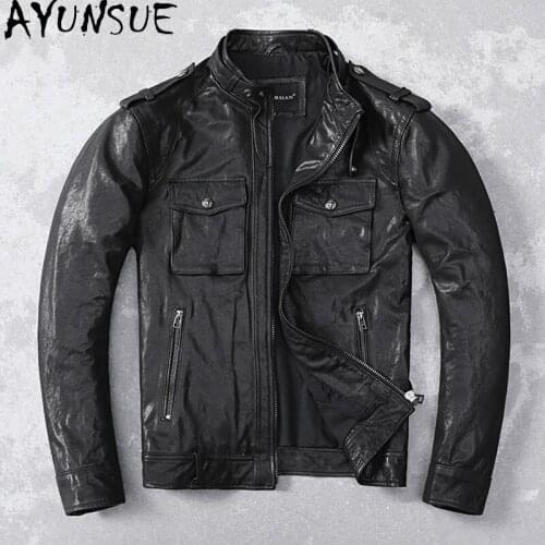 AYUNSUE High Quliaty genuine Leather Jacket Men Autumn Spring Real Sheepskin Coat Motorcycle Jackets Coats Mens Clothing 2021
