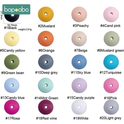 Bopoobo 20pc Silicone Beads Abacus Lentils Baby Teether Sensory DIY Crafts 16mm Chewable Beads For Baby Teething Product