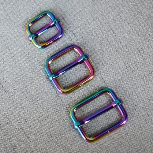 1 Piece Metal Adjuster Buckle 15mm 20mm 25mm Colourful Blet Loop For Bag Straps Backpack Accessories Pet Collar Clasp Slider