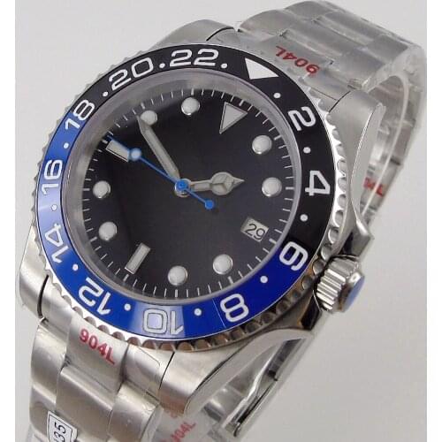 40mm Black Sterile Dial Sapphire Glass Date Bracelet Black Blue Ceramic Bezel NH35 MIYOTA 8215 Automatic Movement Mens Watch