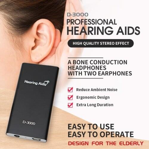 Black Hearing Aid Portable Rechargeable Durable Earphone Type Best Sound Amplifier Adjustable Tone Hearing Aids for the Elderly