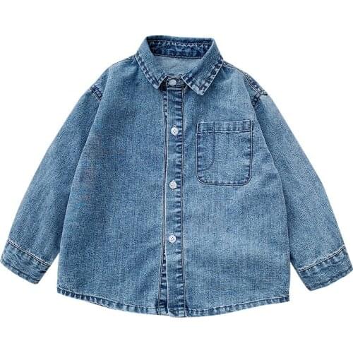 Childrens spring clothes sand cotton denim jacket Korean boys and girls cardigan top baby motorcycle jacket fashion 1-6