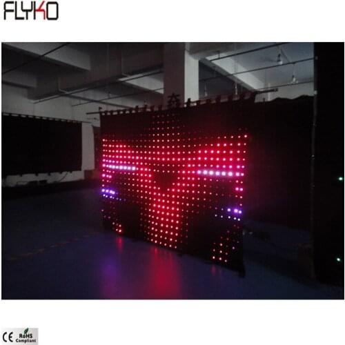 Flyko Hot sales 2019 foldable fireproof led video cloth TV show P80mm 2x2.5m led stage curtain led backdrop in door