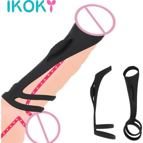 IKOKY Silicone Delay Ejaculation Sex Toys for Men Cock Ring Penis Ring Third Ring Penis Enlargement