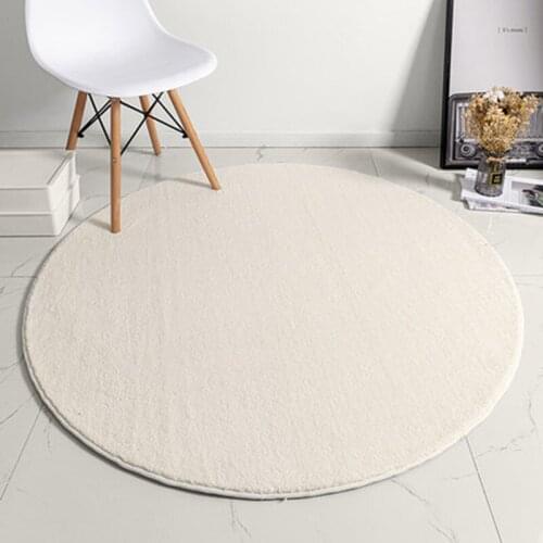Round Carpets 카페트 Simple White Sofa Floor Mats Bedroom Bedside Living Room Solid Color Home Computer Chair Rug коврик для ванной