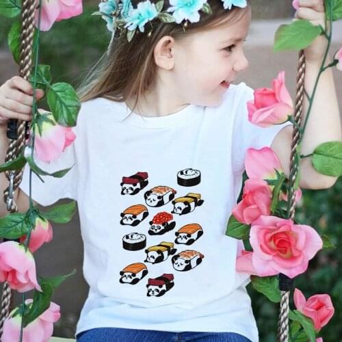 Summer Fashion Baby Girl Tshirt Fashion Boys T Shirts Sushi Animal Sashimi Cartoon Streetwear Printing Kawaii Kids T Shirt Cozy
