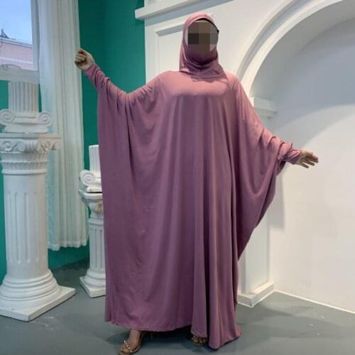 Muslim Women Hooded Robe Long Dress Islamic Bat Sleeve Robe Arabian Dress Kaftan Four Seasons Wearable Abaya Jilbab Large Size