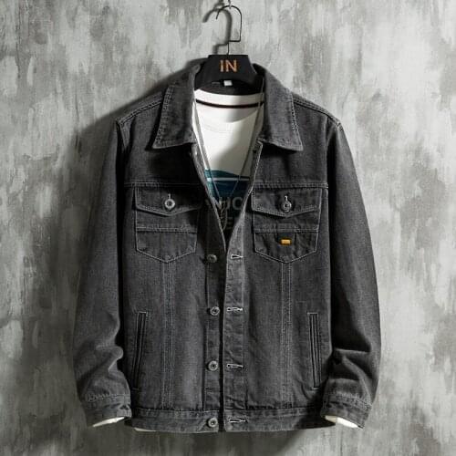 Mens Denim Jacket Hip Hop Retro Denim Jacket Street Casual Fashion Hole Slim Smoky Gray Blue 2020 Mens Plus Size M-5XL Jacket