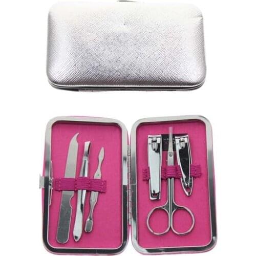 6Pcs/Set Silver Color Soft Case Professional Manicure Pedicure Set Nail Care Set Kit Tool For Women Man Girl Child Kid Gift
