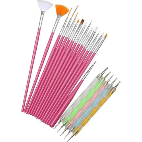 Pack of 20 Nail Art Pen Design Brushes Kit Painting Drawing Polish Dotting Set