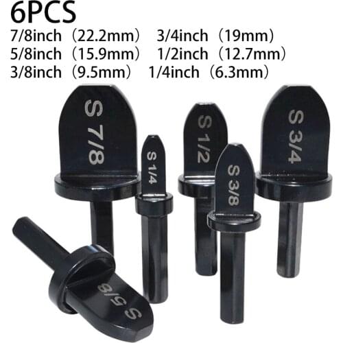 6pcs Swaging Tool Drill Bit Set With 1/4" 3/8" 1/2" 5/8" 3/4" 7/8" Bits Air Conditioning Round Handle Tube Expander Black Inch