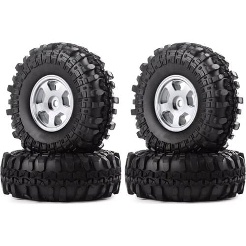 For Axial SCX24 1/24 RC Crawler Car 4PCS 1.0 Metal Beadlock Wheel Rims Tire Tyres Set Upgrade Parts Accessories