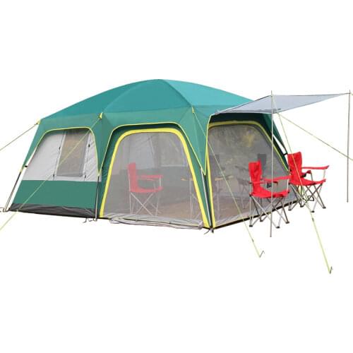 Vanquisher 2rooms 1hall 6-12 People Large Outdoor Camping Travel Family Tent In Good Quality and Big Space Green & Grey Top