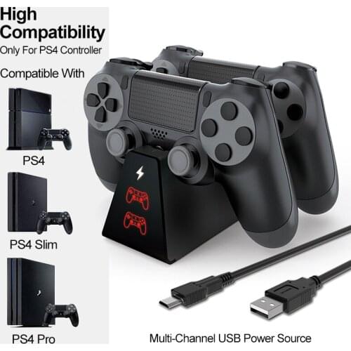 Portable Battery Charger Dual Charging Dock Station HD for Playstation 4 Games PS4 Pro Slim Console Joystick Stand Controller