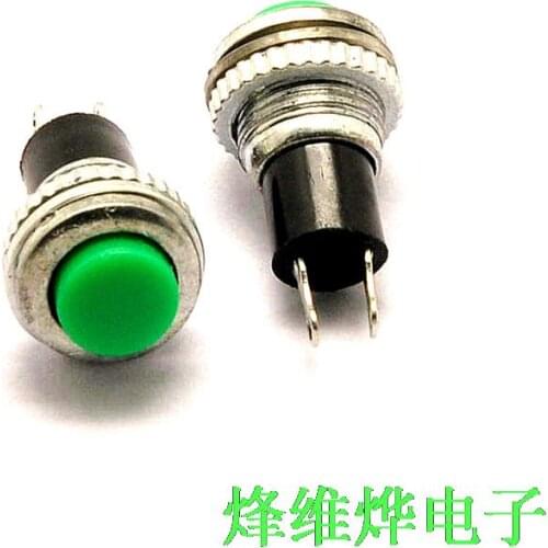 Free package post power self reset doorbell button 10MM DS-316 green on wire without lock switch (10 only)