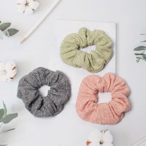 2pc Autumn and Winter Hair Scrunchies Solid Soft Elastic Hair Band Women Girls Ponytail Holder Rubber Bands Hair Accessories