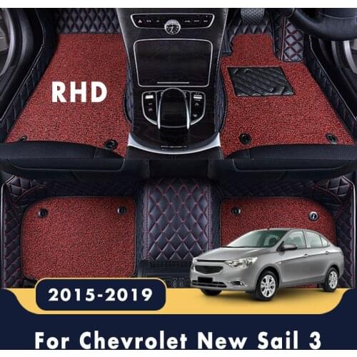 RHD For Chevrolet New Sail 3 2019 2018 2017 2016 2015 Luxury Double Layer Wire Loop Carpets Car Floor Mats Interior Accessories