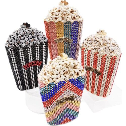 Luxury Designer popcorn Evening Bags Luxury Crystal Party Purse Wedding Bags Colorful Clutch Bags SC997