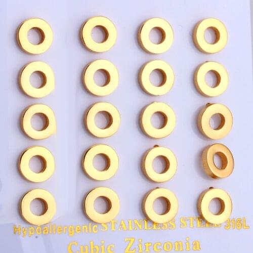 LUXUKISSKIDS Round Gold Color Small Stud Earring Set Stainless Steel Earings For Women Girl Fashion Jewelry Brincos-EA104301G