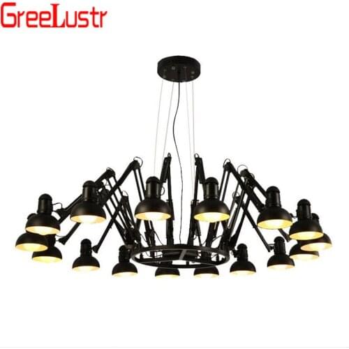 LED Retro Spider Black Pendant Light Adjustable Arms Chandeliers for Indoor Hanging Lamp Lusters Abajur Luminaire Pendant lamp