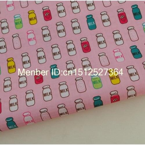 PVC coated waterproof fabric - Milk bottle on pink background (WF071)