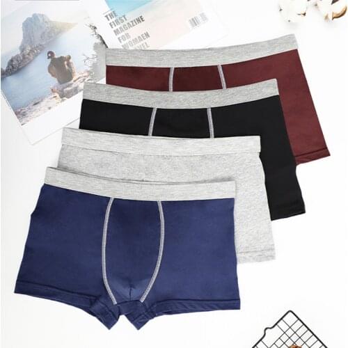 Q 4Colors Male Panties 1Pcs Cotton Pure Color Breathable Mens Flat Underpants Elastic 2XL/3XL/4XL/5XL/6XL Mid Waist Underwear