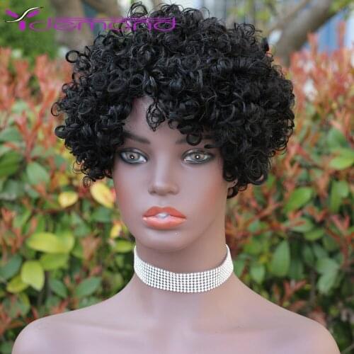 Y Demand Short Kinky Curly Human Hair Wigs for Black Women 100% Brazilian Remy Human Hair Short Curly Machine Made Cheap Wig