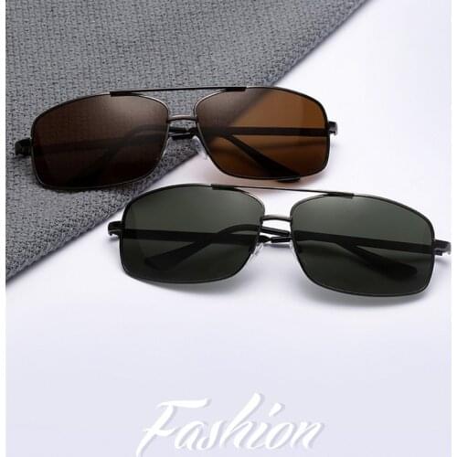 Fashion Big Frame Polarized Fishing Sunglasses Men Metal Square Sunglasses Women Retro Sun Glasses Vintage Gafas Oculos De Sol