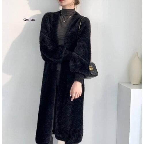 New Fashion Long Cardigan Women 2020 Autumn and Winter Mohair Loose Knit Sweater Female Casual Oversized Jacket Coat